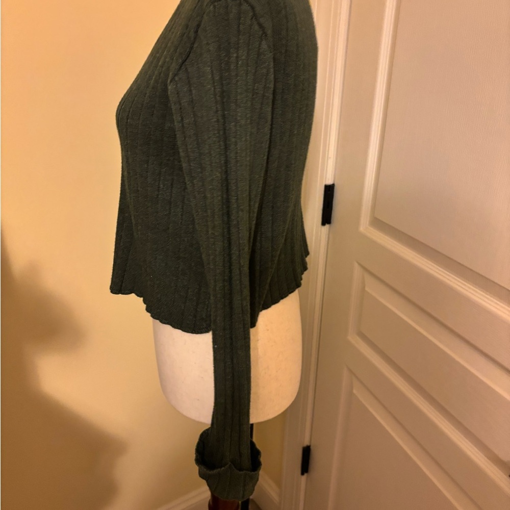 V-Neck Ribbed Sweater - Green - Picture 2 of 6